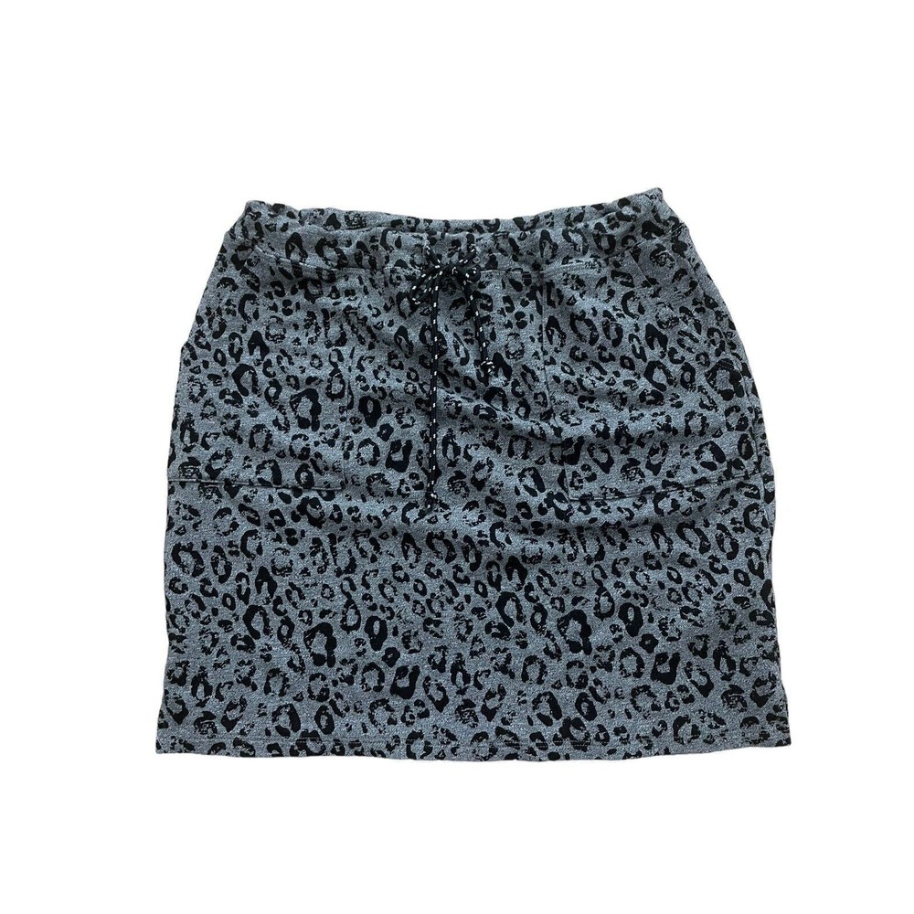 Sundry Cheetah Leopard Animal Print‎ Pattern Mini Saturday Skirt Black Gray 2
